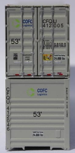Jacksonville Terminal Company N 537007 53' High Cube Corrugated Side Containers COFC Logistics CFQU 2-Pack