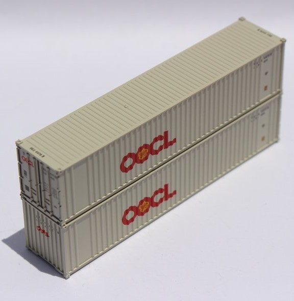 Jacksonville Terminal Company N 405504 40' Standard Height 8'6 Wave Corrugated Containers OOCL 'Large Logo' OOLU 2-Pack
