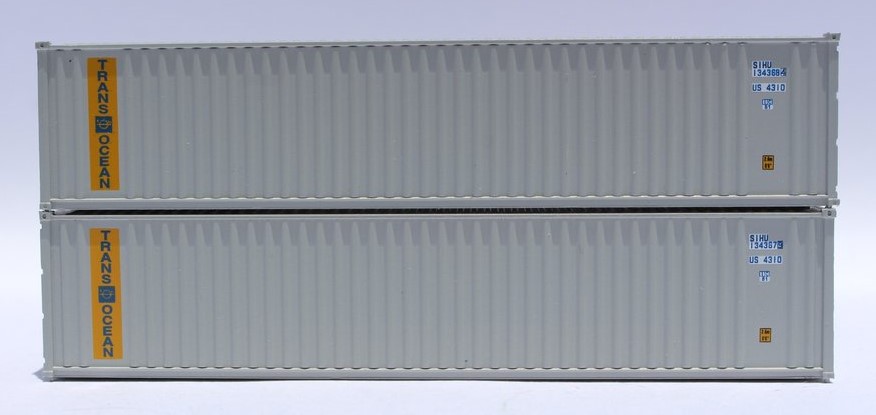 Jacksonville Terminal Company N 405524 40' Standard Height 8'6 Wave Corrugated Containers TRANSOCEAN 'ex US Lines' SIHU 2-Pack