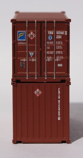 Jacksonville Terminal Company N 205325 20' Standard Height Container FLORENS with 'Hazard Stickers' FBIU 2-Pack
