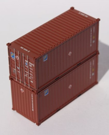Jacksonville Terminal Company N 205325 20' Standard Height Container FLORENS with 'Hazard Stickers' FBIU 2-Pack