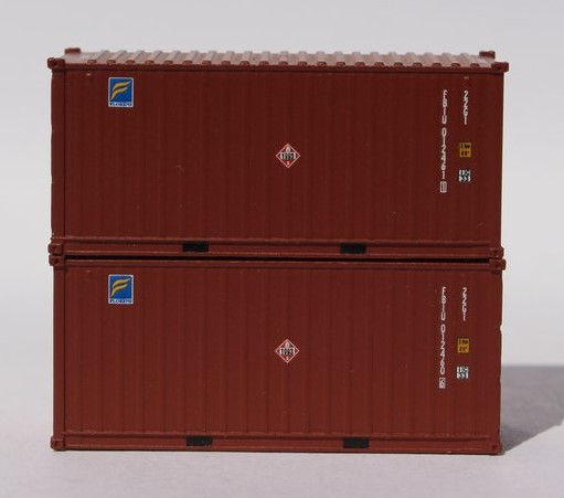Jacksonville Terminal Company N 205325 20' Standard Height Container FLORENS with 'Hazard Stickers' FBIU 2-Pack