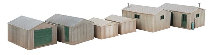Walthers Cornerstone HO 933-4123 Metal Yard Sheds - 6 Sheds - Kit