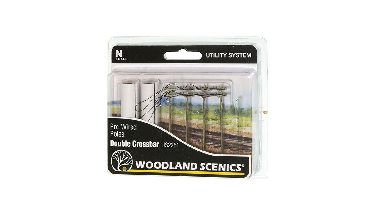Woodland Scenics US2251 N Pre-Wired Poles - Double Crossbar