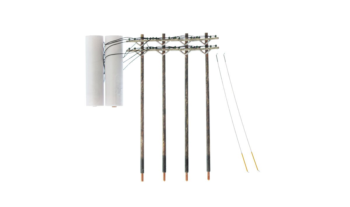 Woodland Scenics HO US2266 Pre-Wired Poles - Double Crossbar