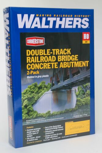 Walthers Cornerstone HO 933-4553 Double Track Railroad Bridge Concrete Abutments - Kit