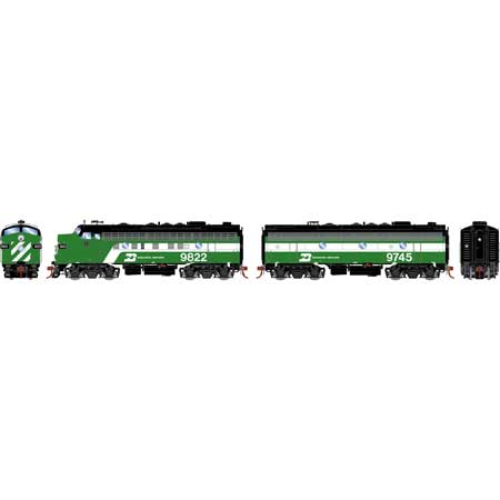 Athearn Genesis HO ATHG19537 with DCC/Tsunami2 Sound F9A/F7B Burlington Northern 'Dual Service' BN #9822/#9745