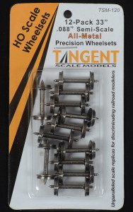 Tangent HO 120 33” Semi-Scale Tread 0.088” Blackened All-Metal Precision Wheelsets – 12 pack