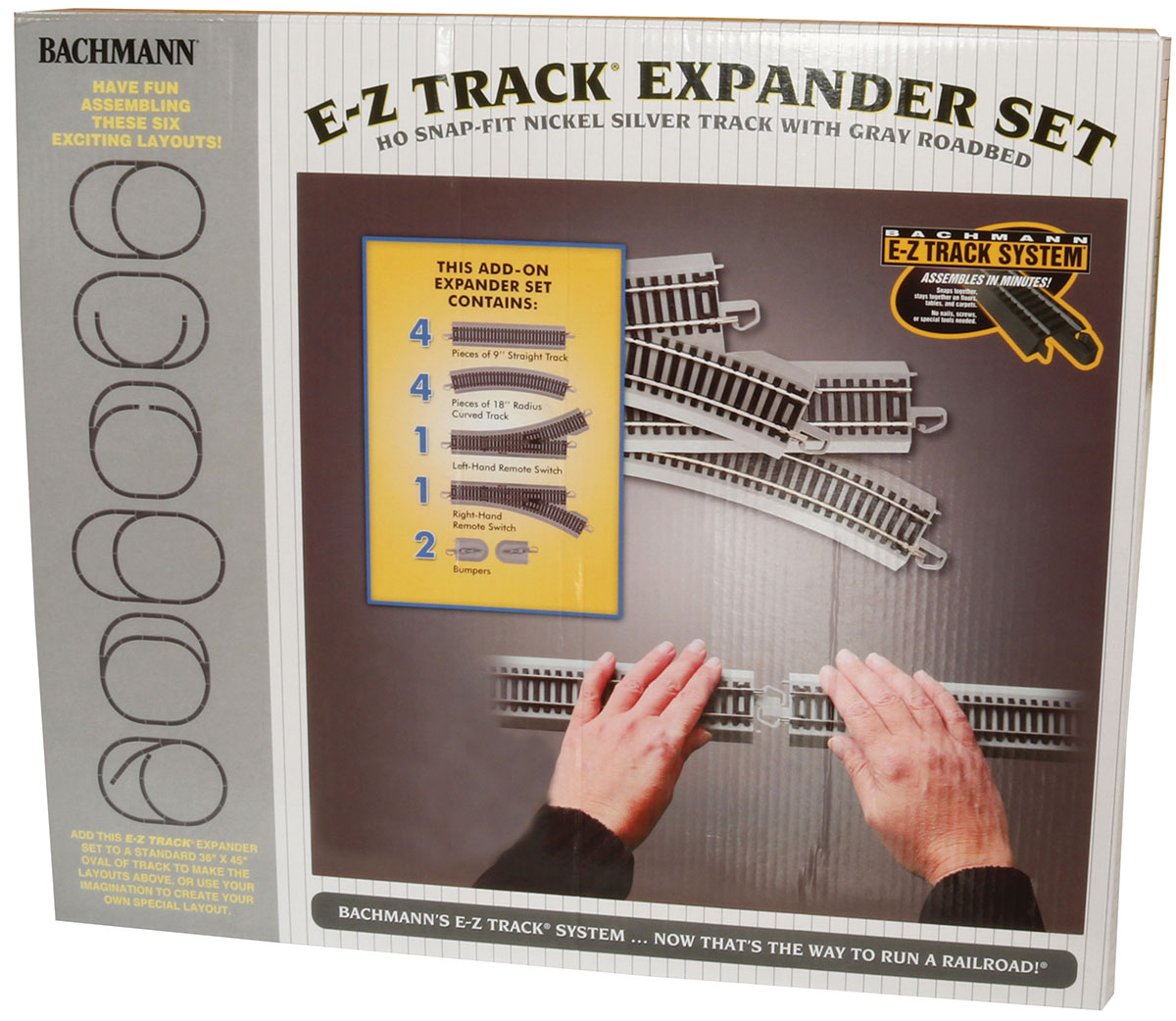 Bachmann HO 44594 Nickel Silver Rail/Gray Roadbed E-Z Track Expander - Set