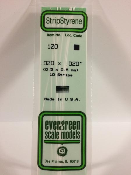 Evergreen Scale Models 120 - .020" X .020" Strip Styrene - 10 Pieces