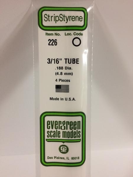 Evergreen Scale Models 226 - .188” Diameter Styrene Tubing – 4 pieces