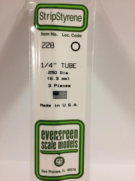 Evergreen Scale Models 228 - .250” Diameter Styrene Tubing – 3 pieces