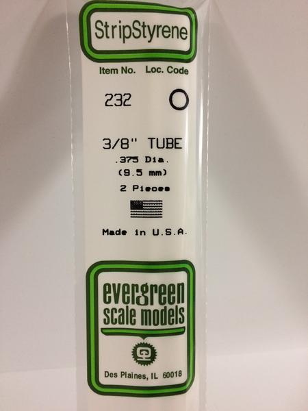 Evergreen Scale Models 232 - .375" Diameter Styrene Tubing - 2 pieces