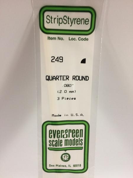 Evergreen Scale Models 249 - .080” Styrene Quarter Round – 3 pieces