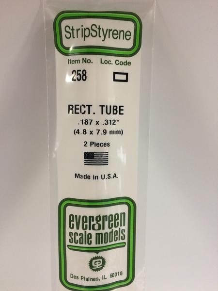 Evergreen Scale Models 258 - .188” X .312” Styrene Rectangular Tubing – 2 pieces