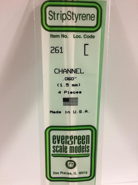 Evergreen Scale Models 261 - .060" Styrene Channel - 4 pieces
