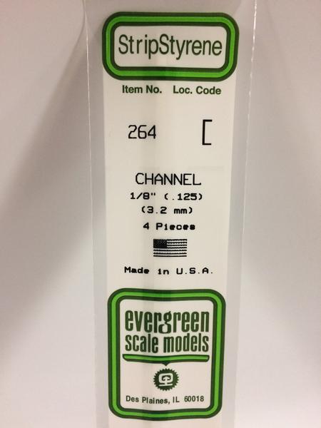 Evergreen Scale Models 264 - .125” Styrene Channel – 4 pieces