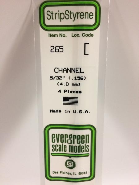 Evergreen Scale Models 265 - .156” Styrene Channel – 4 pieces