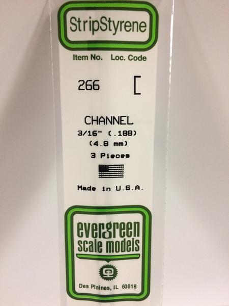 Evergreen Scale Models 266 - .188” Styrene Channel – 3 pieces