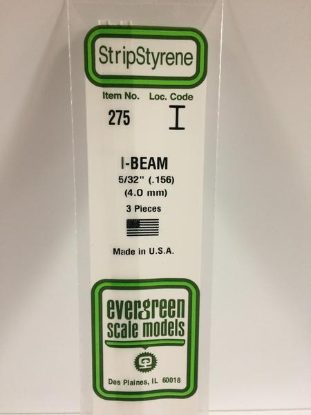 Evergreen Scale Models 275 - .156” Styrene I-Beam – 3 pieces