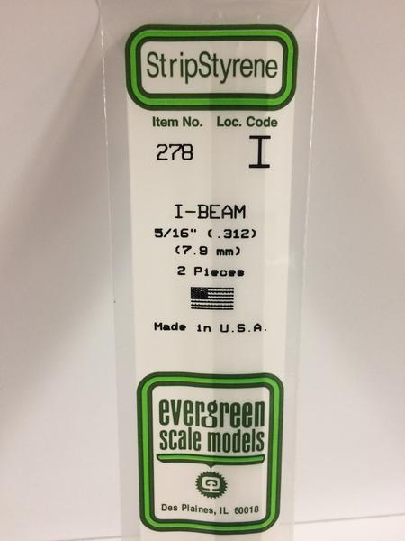 Evergreen Scale Models 278 - .312" Styrene I-Beam - 2 pieces