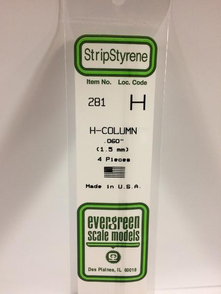 Evergreen Scale Models 281 - .060" Styrene H-Column - 4 pieces