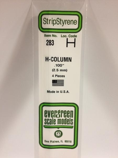 Evergreen Scale Models 283 - .100” Styrene H-Column – 4 pieces