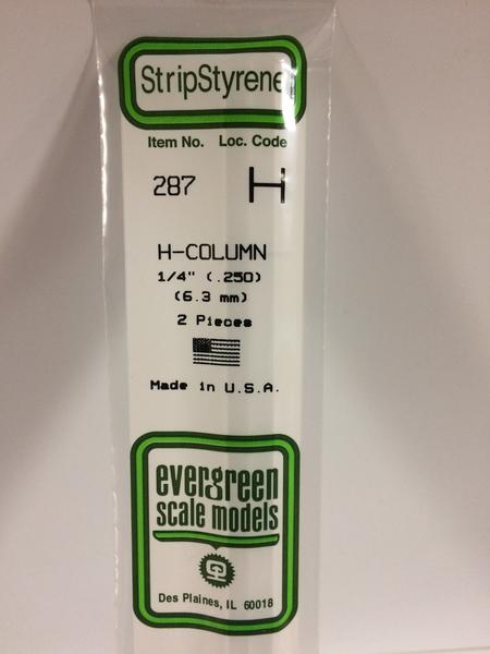 Evergreen Scale Models 287 - .250” Styrene H-Column – 2 pieces