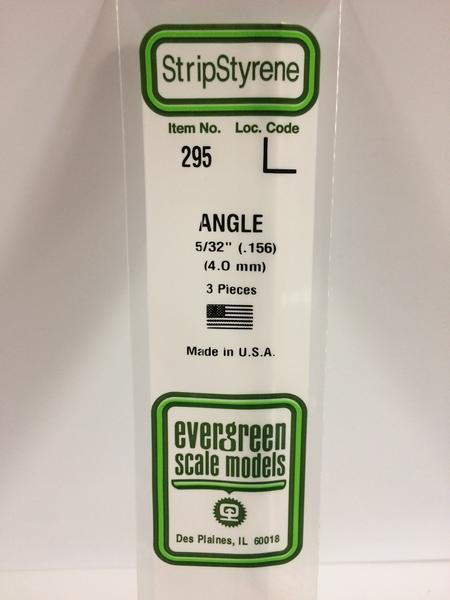 Evergreen Scale Models 295 - .156” Styrene Angle – 3 pieces