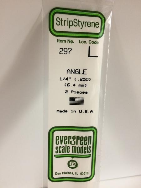 Evergreen Scale Models 297 - .250” Styrene Angle – 2 pieces