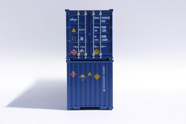 Jacksonville Terminal Company N 405346 40' Standard Height 8'6 corrugated side steel container CMA CGM CMAU HAZMAT Stickers 2-Pack
