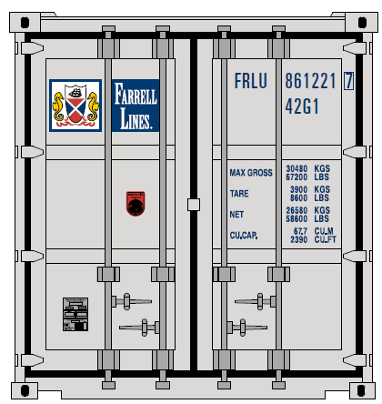 Jacksonville Terminal Company N 405347 40' Standard Height 8'6 corrugated side steel container FARRELL LINES FRLU  2-Pack