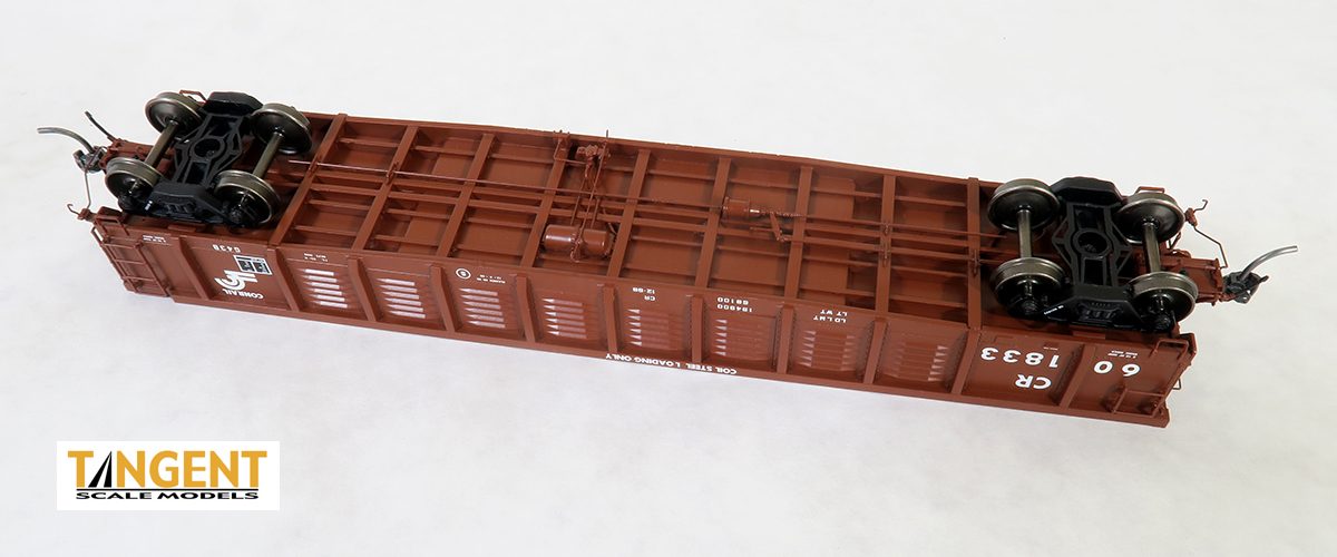 Tangent Scale Models HO 17015-11 PRR/PC Shops G43 Class 52'6" Corrugated Side Gondola Conrail '1988 G43B Coil Service' CR #601888 with Coil Racks
