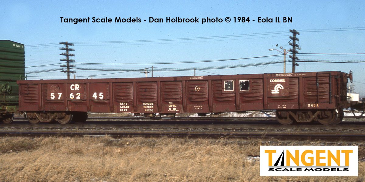 Tangent Scale Models HO 17014-10 PRR/PC Shops G43 Class 52’6” Corrugated Side Gondola Conrail 'G43A Repaint 1980' Mill Gondola CR #576156