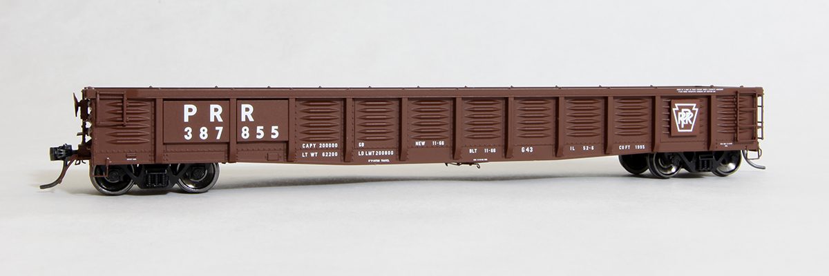 Tangent Scale Models HO 17010-20 PRR/PC Shops G43 Class 52'6" Corrugated Side Gondola Pennsylvania Railroad 'Original 11-1966 G43' PRR #387684