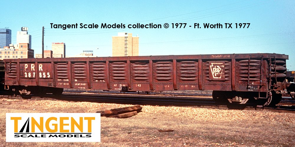Tangent Scale Models HO 17010-20 PRR/PC Shops G43 Class 52'6" Corrugated Side Gondola Pennsylvania Railroad 'Original 11-1966 G43' PRR #387684