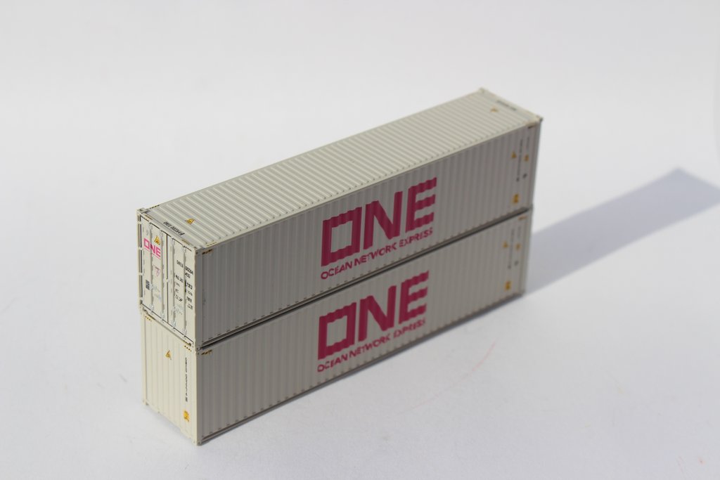 Jacksonville Terminal Company N 405175 40' High Cube Corrugated Side Containers OCEAN NETWORK EXPRESS ONE 'Pale White' ONEU 2-pack