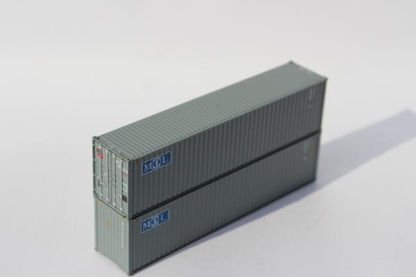 Jacksonville Terminal Company N 405146 40' High Cube Corrugated Side Containers MITSUI O.S.K. LINES 'MOL initials' MOTU 2-pack