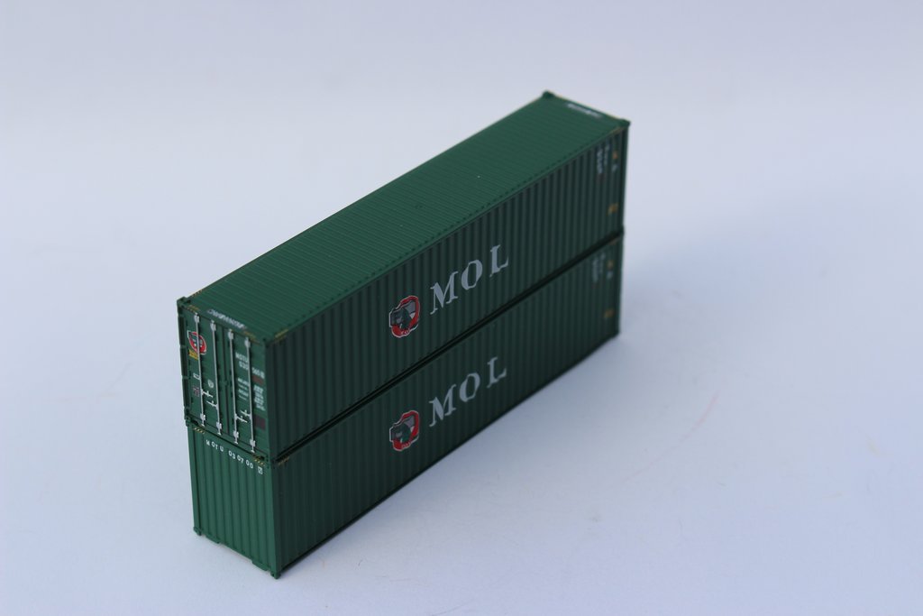 Jacksonville Terminal Company N 405149 40' High Cube Corrugated Side Containers MOL 'Green with Gator Logo' MOTU 2-pack