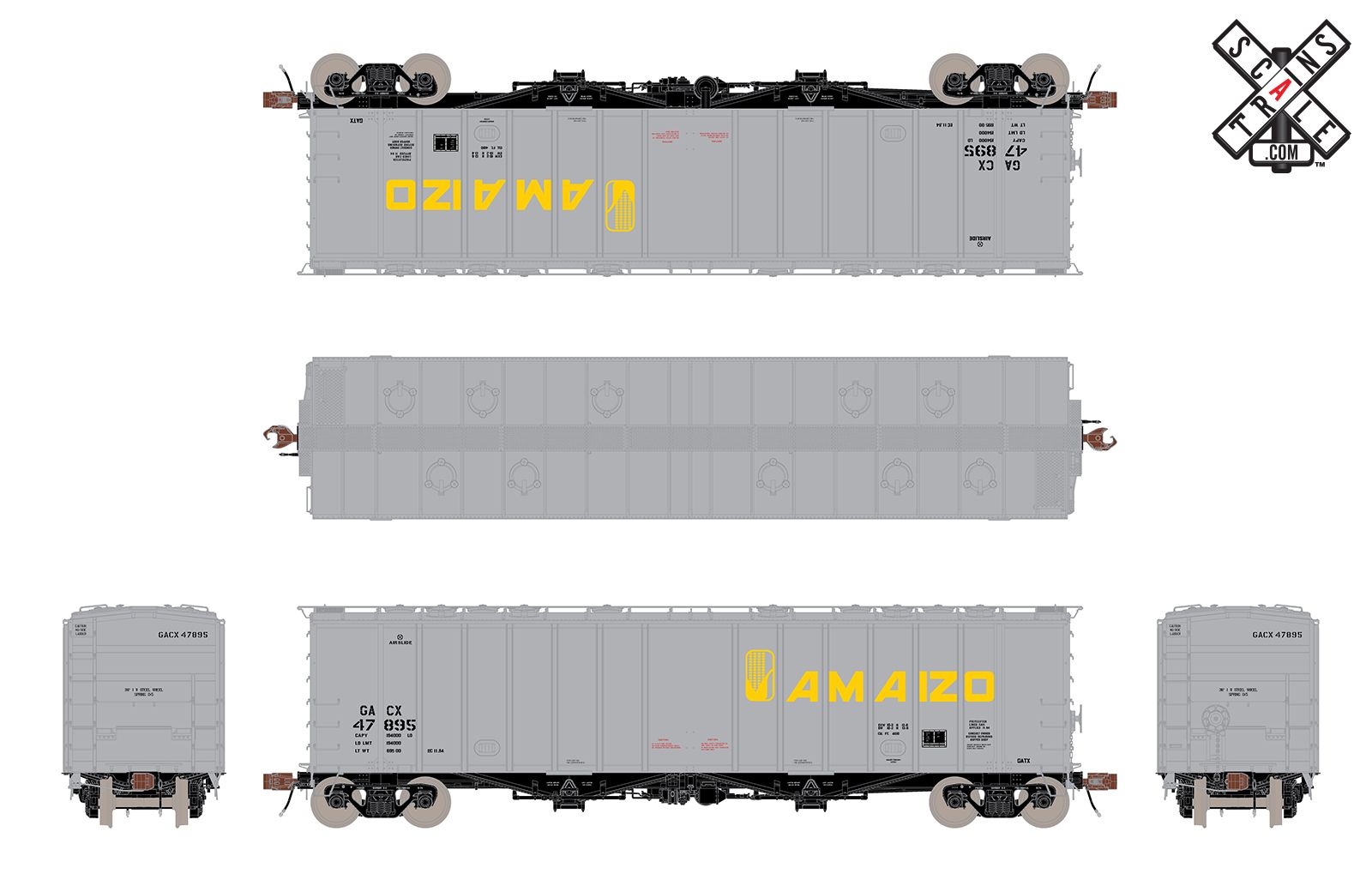 ScaleTrains Rivet Counter HO SXT32983 GATC 4180 Airslide Covered Hopper American Maize 'Amaizo' GACX #47895