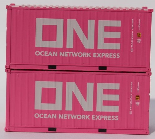 Jacksonville Terminal Company N 205460 20' Standard Height Corrugated Side Containers OCEAN NETWORK EXPRESS - ONE GLOBAL Lease 'Magenta' GCXU Set #4 2-pack