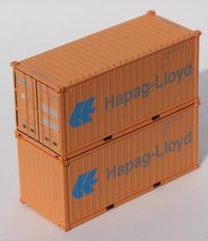 Jacksonville Terminal Company N 205483 20' Standard Height Corrugated Side Containers HAPAG-LlOYD HLXU Faded Set #1 2-pack