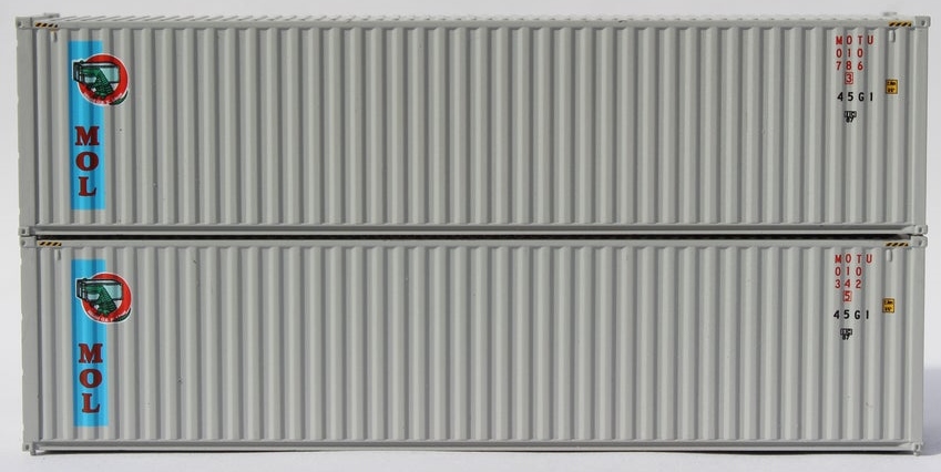Jacksonville Terminal Company N 405142 40' High Cube Corrugated Side Containers MOL 'vertical Logo' 2-pack