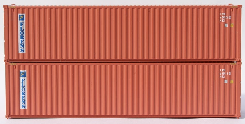 Jacksonville Terminal Company N 405188 40' High Cube Corrugated Side Containers Florens 'vertical Logo' 2-pack