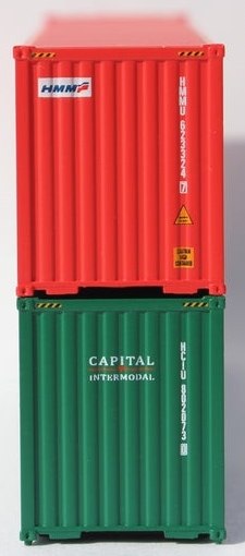 Jacksonville Terminal Company N 405803 40' High Cube Corrugated Side Containers HMM '3 wave Logo' & Capital  'Mix Pack' 2-pack