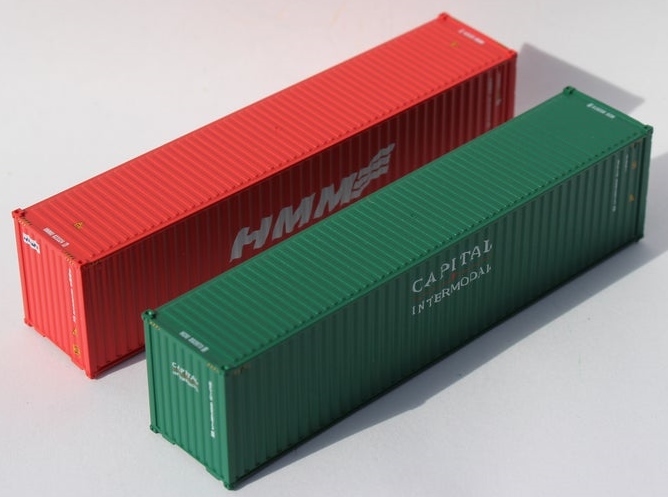 Jacksonville Terminal Company N 405803 40' High Cube Corrugated Side Containers HMM '3 wave Logo' & Capital  'Mix Pack' 2-pack