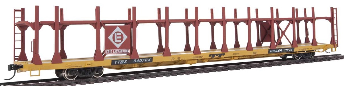 Walthers Mainline HO 910-8009 89' Flatcar with Bi-Level Open Auto Rack Erie Lackawanna Rack Trailer Train Flatcar TTBX #940764