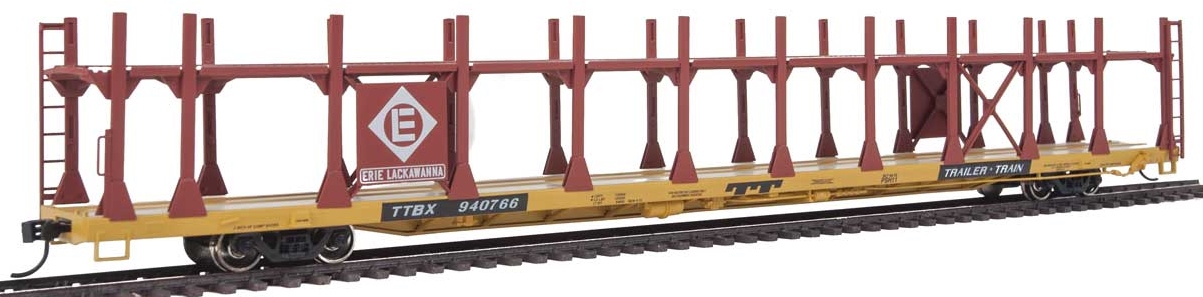 Walthers Mainline HO 910-8010 89' Flatcar with Bi-Level Open Auto Rack Erie Lackawanna Rack Trailer Train Flatcar TTBX #940766