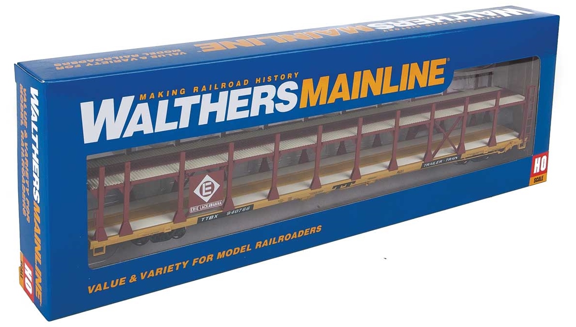 Walthers Mainline HO 910-8010 89' Flatcar with Bi-Level Open Auto Rack Erie Lackawanna Rack Trailer Train Flatcar TTBX #940766