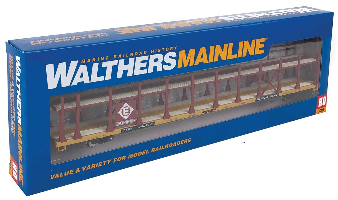 Walthers Mainline HO 910-8011 89' Flatcar with Bi-Level Open Auto Rack Erie Lackawanna Rack Trailer Train Flatcar TTBX #940772